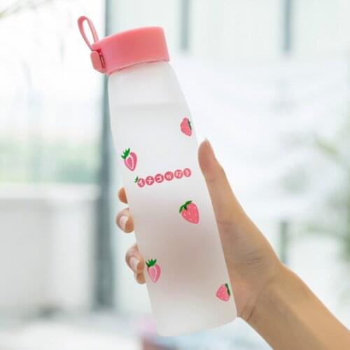 High Capacity Korean Cup Cute Creative Pink Frosted Glass Cup Portable Botella Agua Travel Student Juice Water Cup 450ML EA60SH