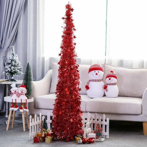Retractable Folding Colored Christmas Tree Party With Artificial High Quality Removable Pull Out Christmas Decoration