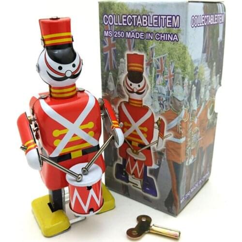 Tin Robot Drummer 12.5cm Nostalgic Retro Collection Toy Store Window Personality Home Decorative Ornaments Tin Toys