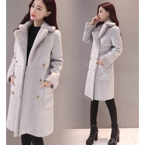 Winter Lamb Wool Coat Women Velvet Thick Winter Jacket Women Suede Maxi Coats Manteau Femme Cotton Jacket Outwear