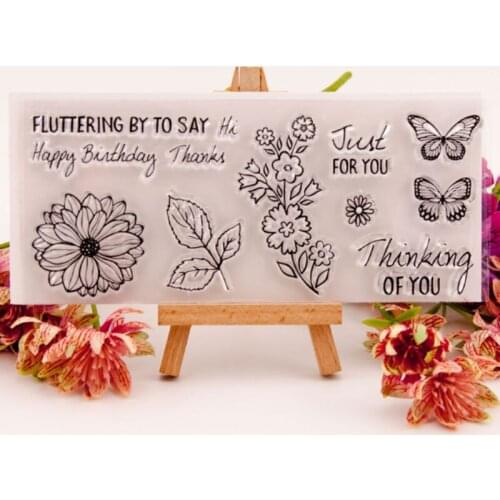 1pc Flower Butterfly Transparent Clear Silicone Stamp Seal Cutting DIY Scrapbook Rubber Coloring Embossing Diary Decor Reusable