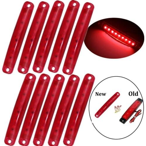 10pcs Red 9LED Bus Truck Trailer Truck 24V LED Lights Side Marker Light Waterproof LED Light Tail Indicator Parking Light