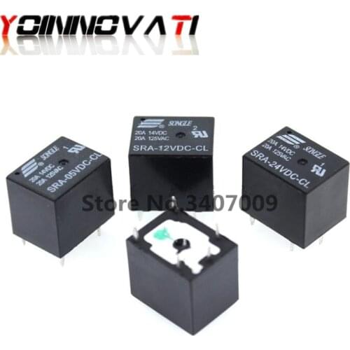 100Pcs 5V 12V 24V 20A DC Power Relay SRA-05VDC-CL SRA-12VDC-CL SRA-24VDC-CL 5Pin PCB Type In stock Black Automobile relay