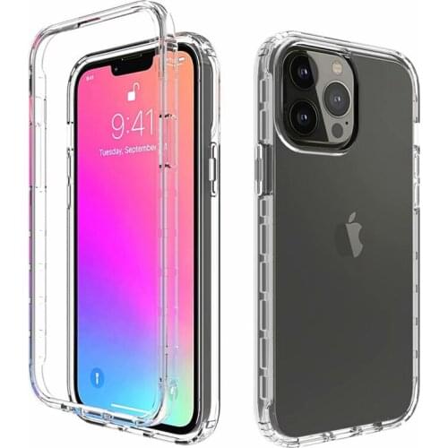 2 in 1 High Transparency Bumper Shockproof Phone Case For iPhone 13 Pro Max Silicone Protect Cover Case