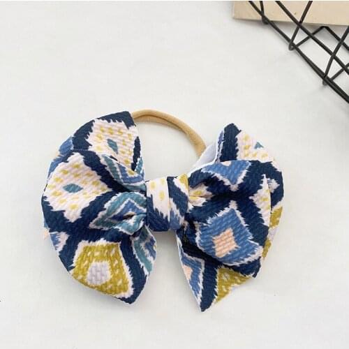 20PCS Fabric Printing Medium Corn Grain Bowknot Childrens Headband Nylon Elastic Baby Hairband Baby Hair Access Headwear