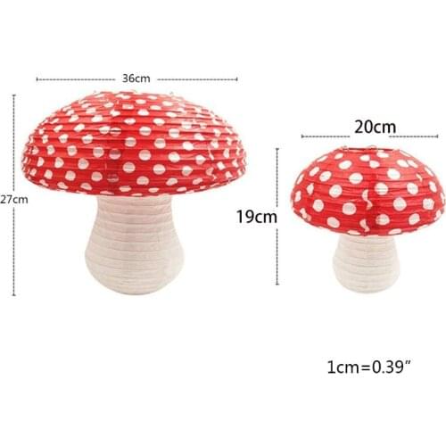 3Pcs Large Mushroom Shaped Paper Lanterns for Birthday Party Decor Hanging 3D Mushroom Ornament Backdrop for Baby Show