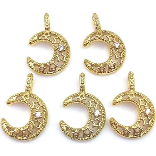 5pcs Golden Moon Necklaces Pendant For Women Charm Hollow Moon Pendant Charm Moon Pendant Star Pendant Charms Jewelry Making