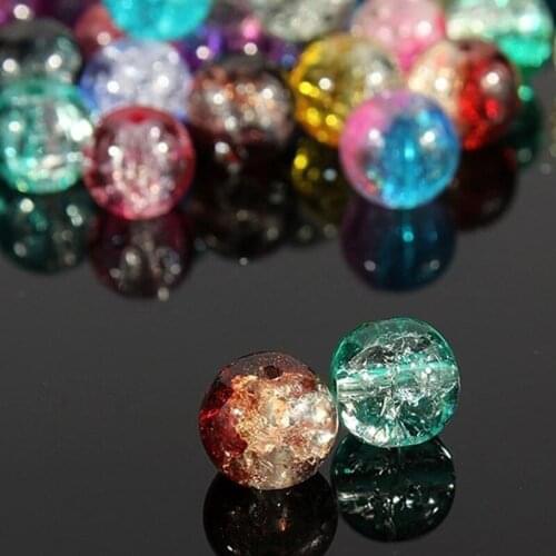 500Pcs Crystal Crack Colorful Glass Beads Cute Jewelry Making Necklace Pendant Accessories Bracelet Connector