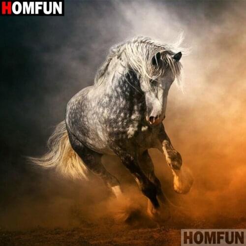 HOMFUN Full Square/Round Drill 5D DIY Diamond Painting "Animal horse" 3D Embroidery Cross Stitch 5D Home Decor Gift A17526