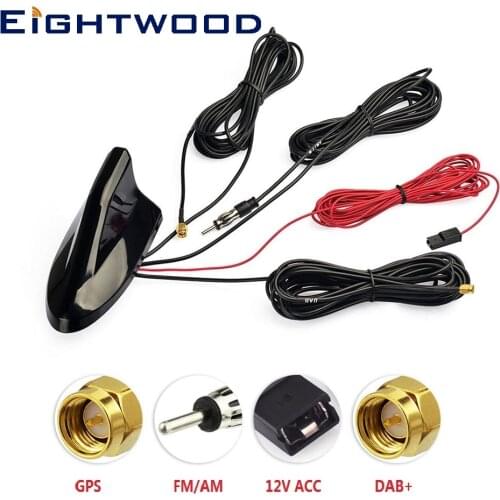 Eighetwood Car Antenna Roof Shark Fin Amplified Aerial GPS Navigation DAB+ Receiver Digital Radio Stereo AM FM Radio Combined