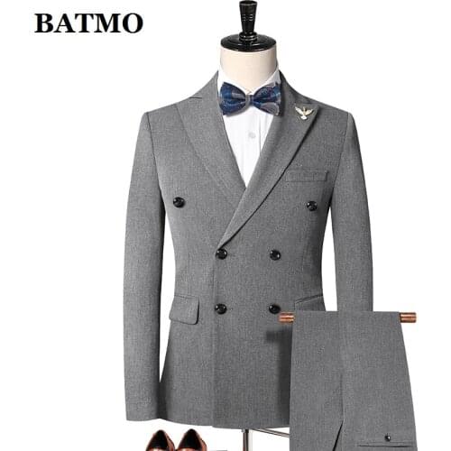 BATMO 2021 new arrival Double Breasted casual suits men,wedding dress,jackets+pants 2000