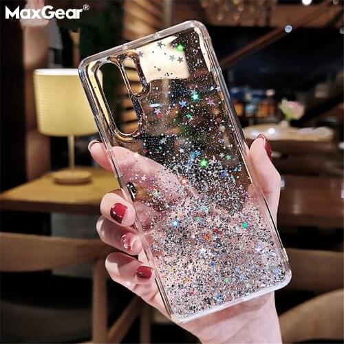 Bling Glitter Powder Star Silicone Phone Case For Xiaomi Redmi Note 9s 4 5 6 7 Pro 8T 10 8 9 Lite SE A1 A2 A3 6X CC9 Clear Cover