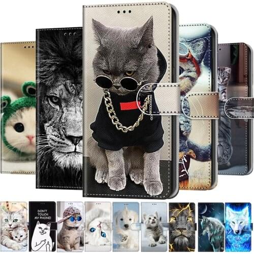 Lovely Cat Wolf Pattern Wallet Flip Cases For Redmi 4A 4X 5 Plus 5A 6 Pro 6A 7 7A 8 8A 9 9A 9C 9T Card Holder Stand Book Cover