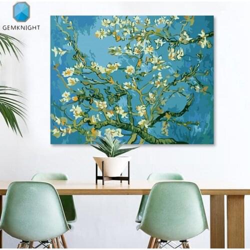 Digital paint by numbers Van Gogh almond blossom picture by numbers diy digital painting draw a famous painting yourself