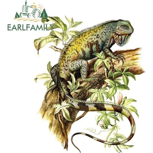 EARLFAMILY 13cm x 10.5cm For Vintage Iguana Cartoon Car Stickers Fine Decal Waterproof Fashion DIY Trunk Car Assessoires
