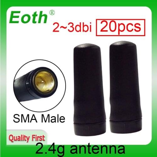 Wifi 2.4Ghz Antenna 20pcs Wholesale 2dbi SMA male plug connector Mini Size 2.4 ghz antena wi fi Directional Waterproof antenne