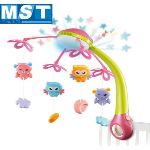 Cartoon Baby Toy Mobile To Bed Rattles Musical Box 0-12 Month Newborns Crib Mobiles Holder Carousel Rotating Bed Bell Projection