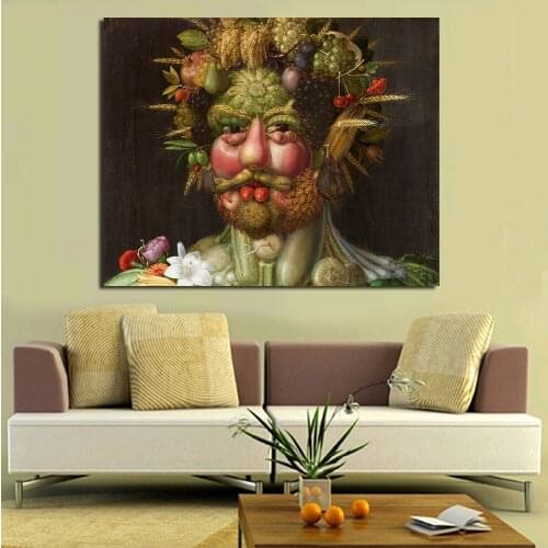 JQHYART Picture Giuseppe Arcimboldo Canvas Painting For Living Room Home Decoration Oil Painting On Canvas Wall Painting