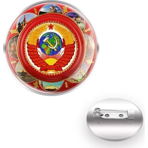 Classic National Emblem of Russia Brooches Collar Pin Glass Convex Dome Decoration Accessories Glift