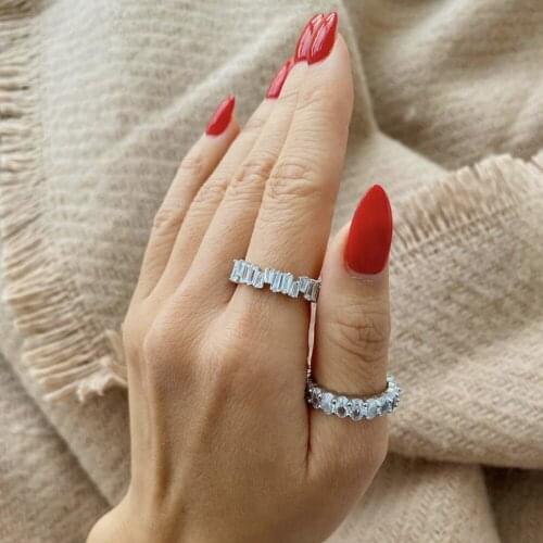 Original 925 Sterling Silver Cocktail Wedding diamond Band ring Natural White Sapphire Gemstone Rings for Women Men Jewelry