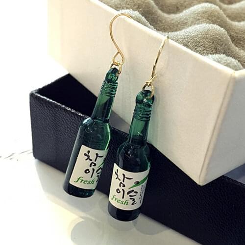 Creative Wine Bottle Earrings Korean Fashion Personality Girl Dangle Earrings