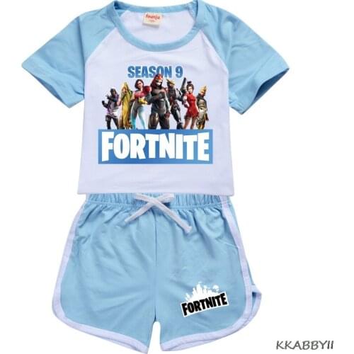 Fortnites Summer Comfortable T-Shirt + Shorts for Boys and Girls Leisure Sports Kids Clothing Set