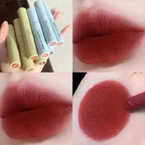 Cappuvini Matte Lip Glaze Velvet Lasting Sweatproof Lip Gloss Creamy Non-stick Cup Vivid Daily Makeup Lady Color Cosmetic TSLM