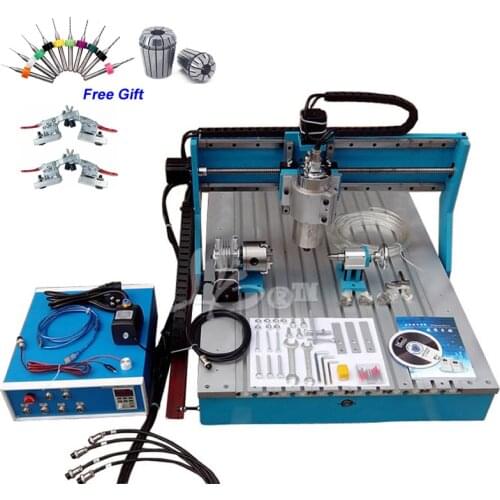 Mini CNC Router 6090 Rotary Axis 1.5KW 4 Engraving Machine with Linear Rail Guide