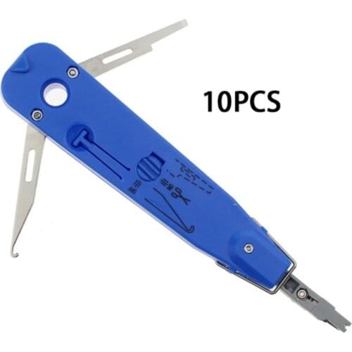 10pcs Professional Blue KRONE LSA-Plus Punch Down Tool Kit With Sensor For Telecom Phone RJ11 Impact Network Cat5 RJ45 Cord