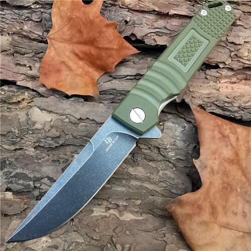 Outdoor Tactical Camping Hunting Survival Pocket Quick Folding Knife D2 Blade Copper Washers G10 Handle Knives EDC Tools