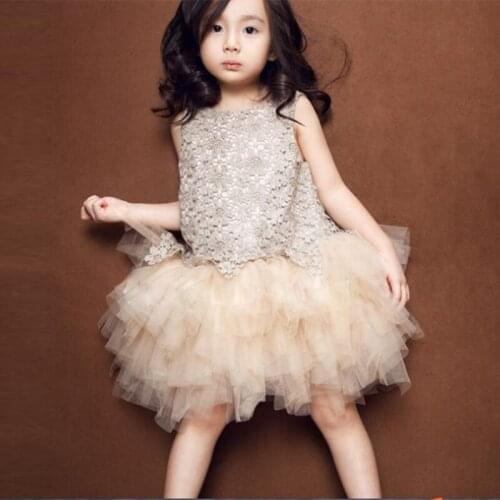 Yoliyolei Girls Tutu Dress 2021 Casual Princess Clothes Sleeveless Cotton Layered Elegant Children Wear 1st -7Y Kids Dresses