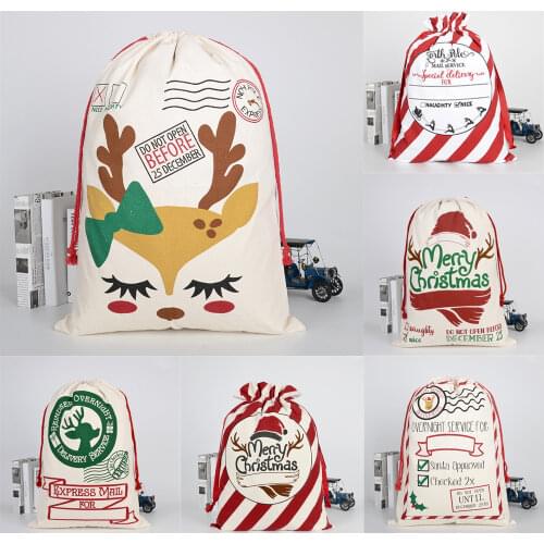 Christmas Gift Bag Sack Drawstring Santa 2020 New Arrival Claus Cotton Storage Candy Bag Large Christmas Gift Holders