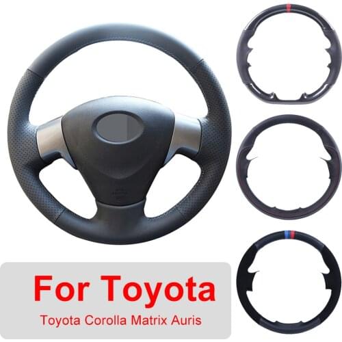 Hand Sewing Customized Car Steering Wheel Cover For Toyota Corolla 2006-2010 Matrix 2009 Auris 2007-2009 Leather Protective Wrap