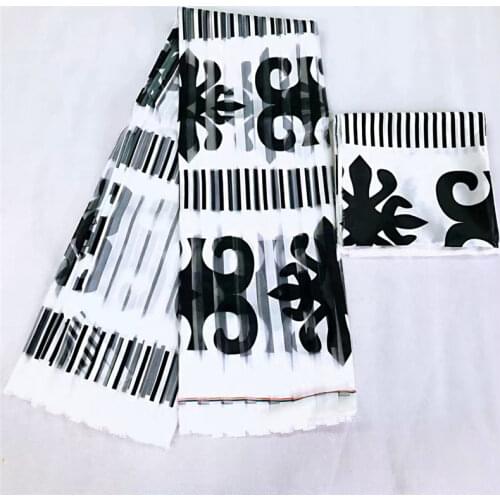 Organza silk fabric 4yards+2 yards ribbon material ankara african print fabric 2020 High quality satin silk fabric