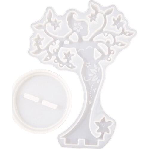 DIY Crystal Epoxy Silicone Beauty Jewelry Holder Mould Jewelry Display Stand Mirror Swing Table Silicone Mould