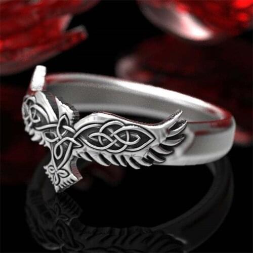 Nordic Celtic Crow Flying Ring Take Off Couple Ring Gothic Irish Wedding Jewelry Hand Jewelry