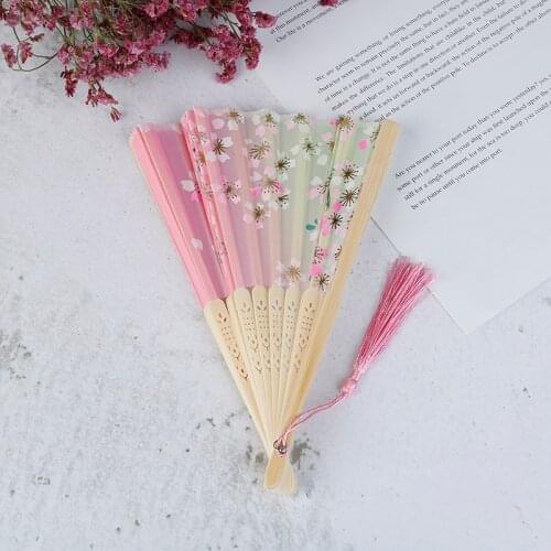 Vintage Bamboo Folding Hand Held Flower Fan Chinese Dance Party Solid Fan for Party Hand Bamboo Flower Hand Fans Personalized