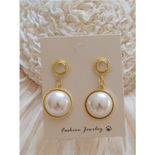 CHENFAN 2020 Vintage Gold Drop Earrings For Women Brinco Geometric pearl Earring Big Wedding Irregular Freshwater Accessories