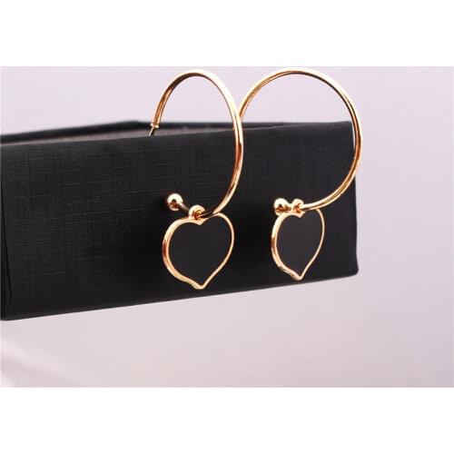 Black Heart Pendants Drop Earrings for Girls Big Circle Women Dangle Earrings 2020 aretes de mujer Romantic oorbellen