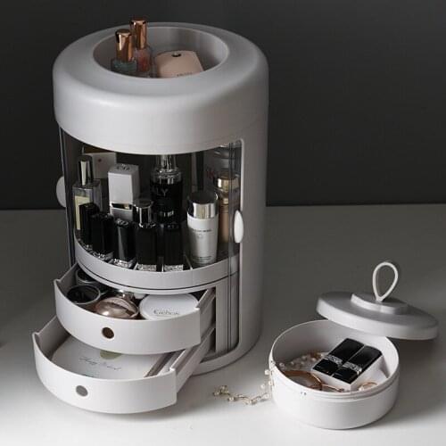 Rotation of Cosmetic Storage Box Portable Transparent Skin Care Product Shelf Dustproof Waterproof Cosmetic Box room organizer