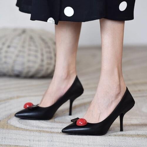 2020 Autumn New Fashion Women Pumps Pointed Toe High Heels Dress Shoes Ball Thin Heel Office Lady Shoe White zapatos mujer 8742L