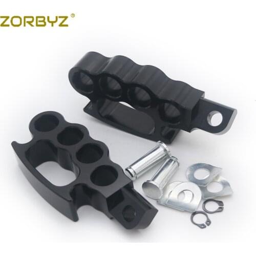 ZORBYZ Black Flying Knuckle Footpegs Footrests Custom Pedal With Mount Kit Pins For Harley V-Rod Sportster XL Dyna Softail