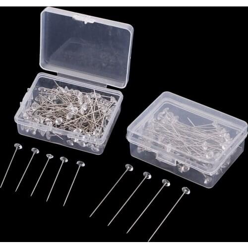 100Pc Crystal Corsage Pins Clear Flower Head Pins For Flower Bouquet Wedding Anniversary Party DIY Craft Supplies