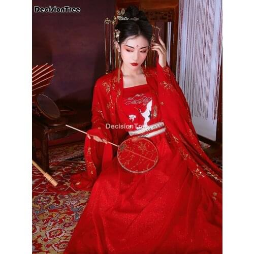 2021 chinese hanfu ancient costume national dance dress crane embroidery song classical female princess fan performance hanfu