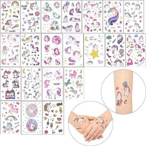 8Pcs Cartoon Unicorn Tattoo For Kid Cute Fake Taty Children Tatouage Temporaire Body Art Waterproof Temporary Tattoo Sticker