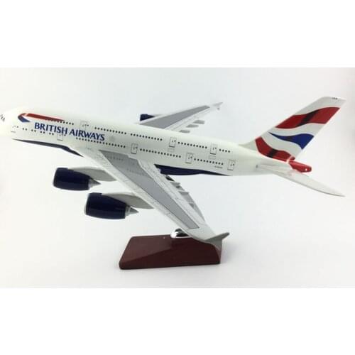 FREE SHIPPING 45-47CM BRITISH AIRWAY A380 METAL BASE AND RESIN MODEL PLANE AIRCRAFT MODEL TOY AIRPLANE BIRTHDAY GIFT