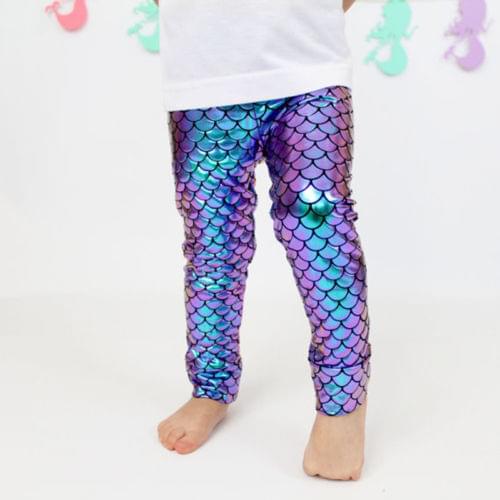 Pudcoco Shiny Fish Scale Mermaid Pant Leggings for Baby Girls Pants Treggings