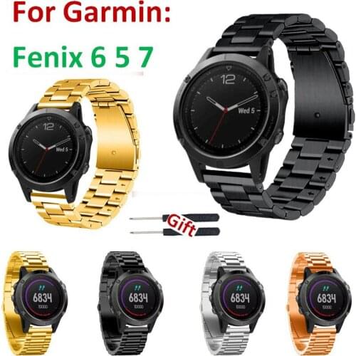 Good Price! COMLYO 22mm Watchband Strap for Garmin Fenix 5 Band lassic Stainless Steel Metal Bracelet Band for Garmin Watch Belt