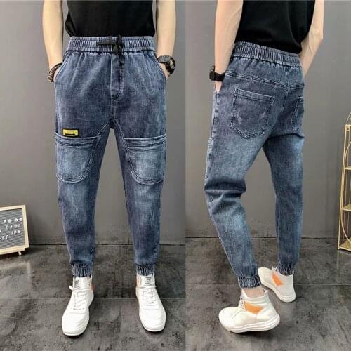 New Mens Pants Streetwear Korean Jogging Pants Men Fashion Print Cargo Pants Men Casual Men Clothing Elastic Waist Men Trousers