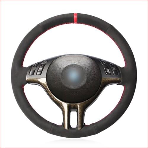 Black Suede Hand Sew Comfortable Soft Steering Wheel Cover for BMW E39 E46 325i E53 X5 Accessories